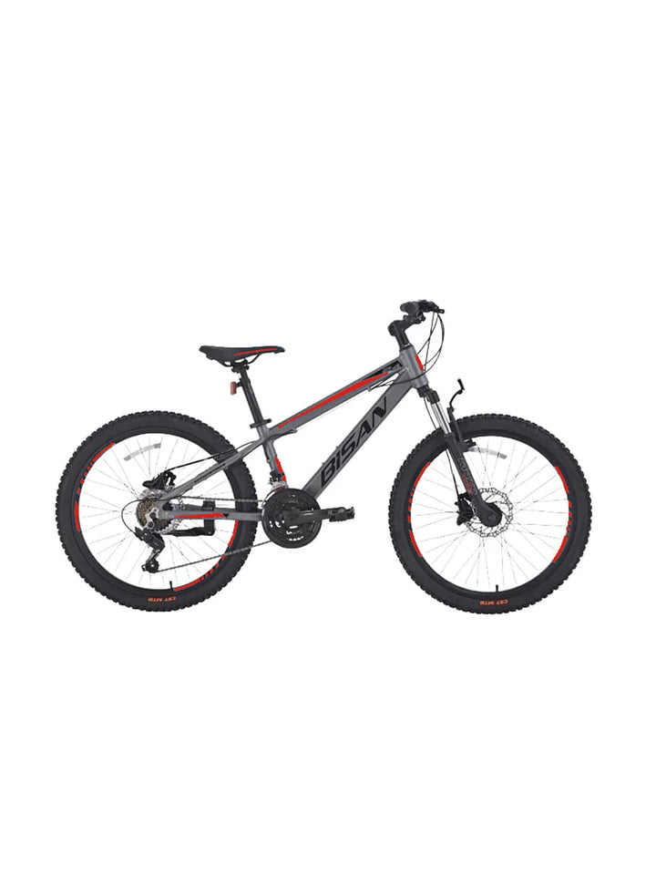 Cooper 24 HD Bisan Kinderfahrrad, 3x7 Gänge – Hellgrau-Blau / 30 cm / 24 Zoll – Bisan Fahrrad